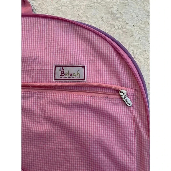 Belvah Beauty Quality Quilted Satiny Travel Garment Bag Isabel Embroidered Pink - Picture 15 of 16